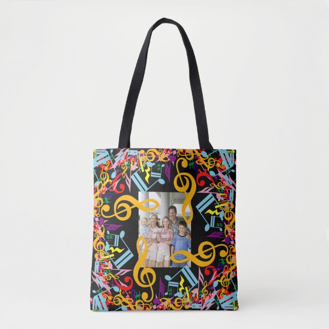 Tote Bag Notes musicales personnalisées (Devant)