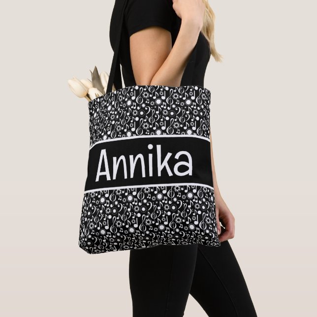 Tote Bag Notes musicales personnalisées et cadeaux de music (De près)