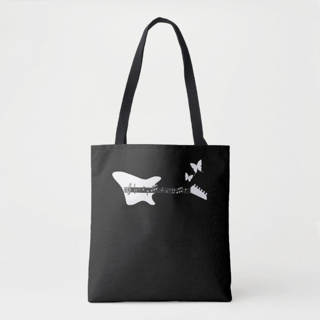 Tote Bag Notes sur les papillons de guitare de l'amoureux d (Devant)