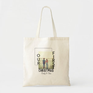 Tote Bag Notre premier Noël ajouter photo de nom de couple 