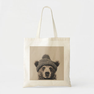 Tote Bag Nounours dans un bonnet - Joli animal d'hiver