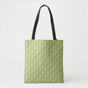 Tote Bag Nounours Ours en Teddy Vert Matcha et Rayures