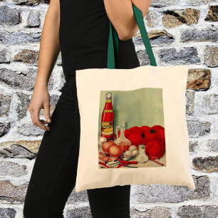Tote Bag Nourriture italienne vintage Tomates Oignons Poivr