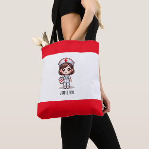 Tote Bag Nourriture Manga mignonne avec cheveux Brown Brown