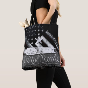 Tote Bag NOUS LE PEUPLE Drapeau Américain Étoile et Canon