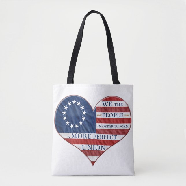 Tote Bag Nous Le Peuple Le Coeur Du Drapeau Américain (Devant)