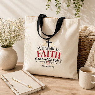 Tote Bag Nous marchons par la foi chrétienne 