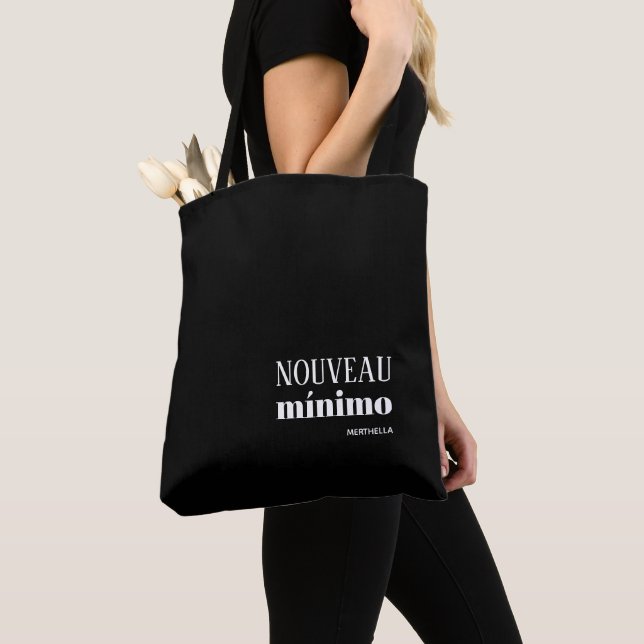 Tote Bag NOUVEAU MINIMO élégant Noir personnalisé (De près)
