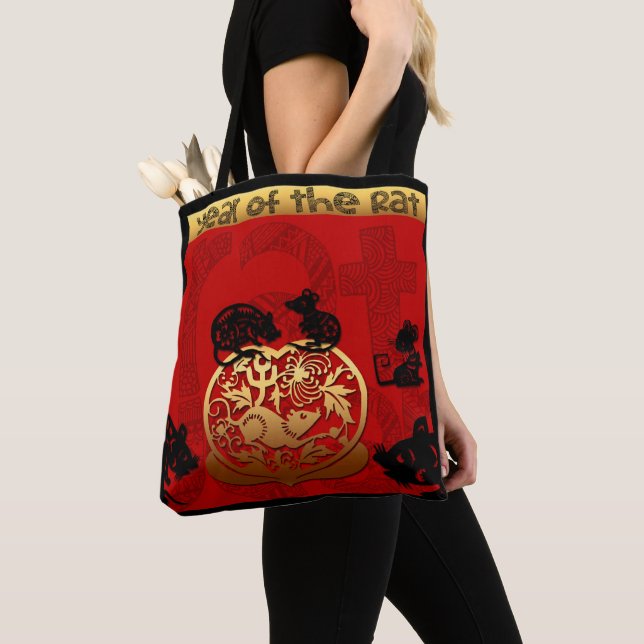 Tote Bag Nouvel an chinois du rat mou 2020 Zodiac Anniversa (De près)