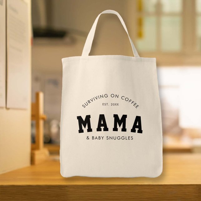 Tote Bag Nouvelle Mère Café Snuggets Mama Drôle Cadeau (funny grocery bag gift for new mother postpartum mom joke humor humorous)