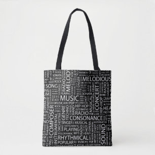 Tote Bag Nuage de mot de motif de MUSIQUE
