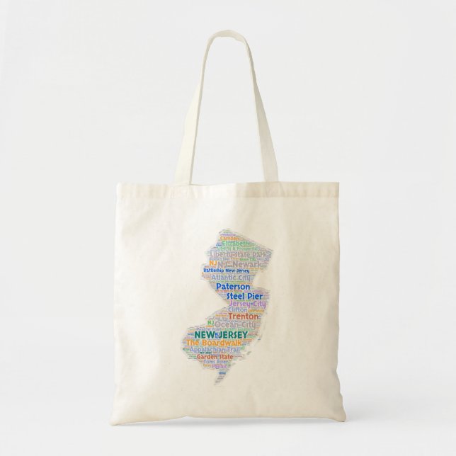 Tote Bag Nuage de mot de New Jersey (Devant)