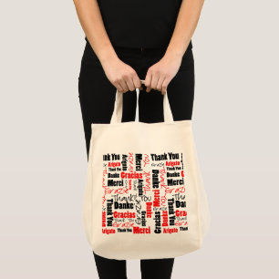 Tote Bag Nuage de mots Merci Rouge Noir