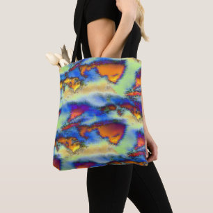 Tote Bag Nuages usés sur orange, texture percée ou offset
