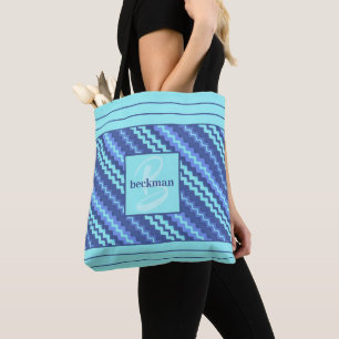 Tote Bag Nuances de Bleu Monogrammées