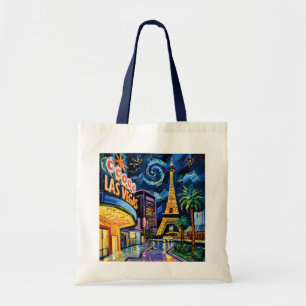 Tote Bag Nuit de casino à Las Vegas dans le style Van Gogh 