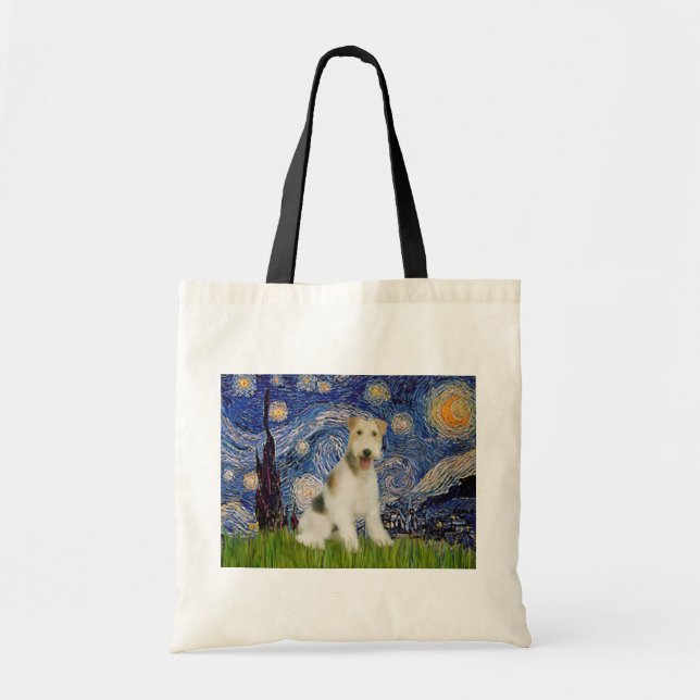 Tote Bag Nuit étoilée - Fil Fox Terrier (M) (Devant)