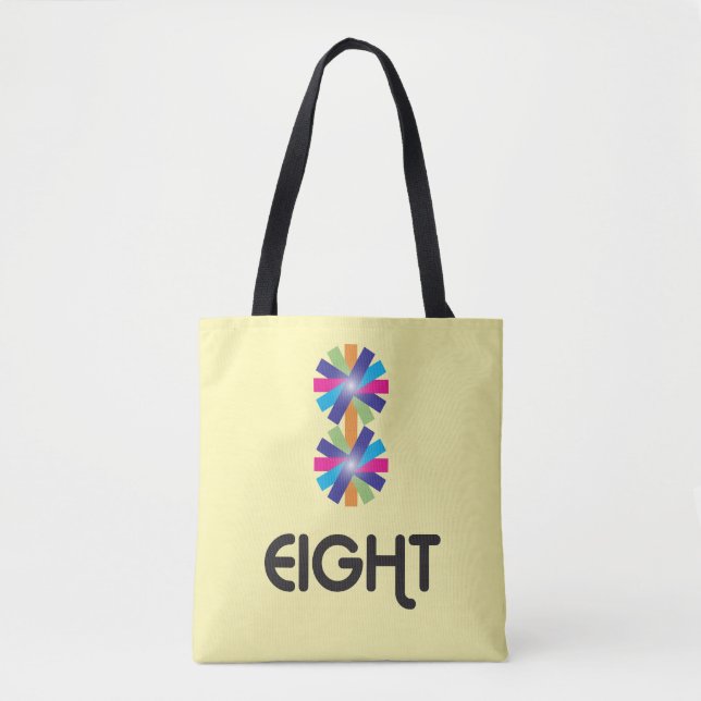 Tote Bag Numéro 8 design coloré, élégant et audacieux (Devant)