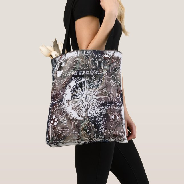 Tote Bag Numérologie chanceuse Manifestation Magie Galaxie  (De près)