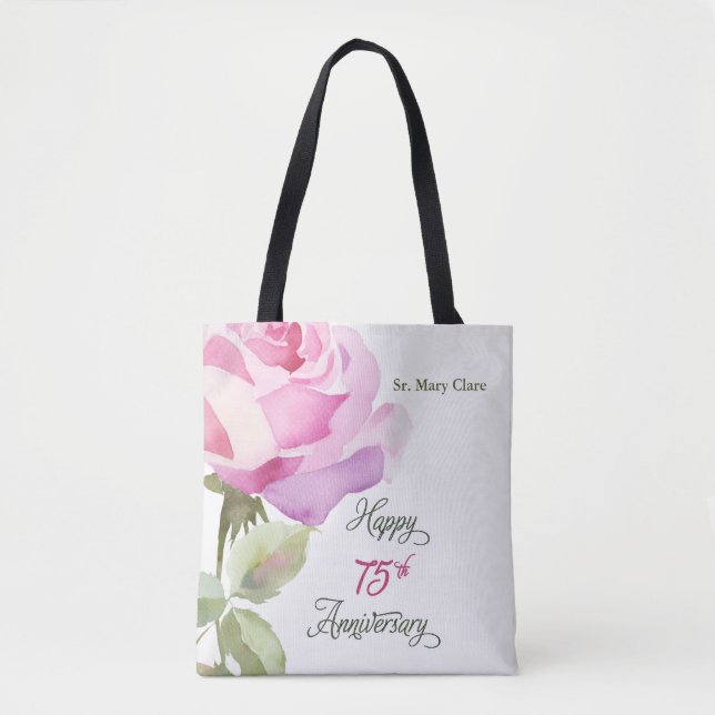 Tote Bag Nun Personalize 75th Anniversary Pink Rose (Devant)