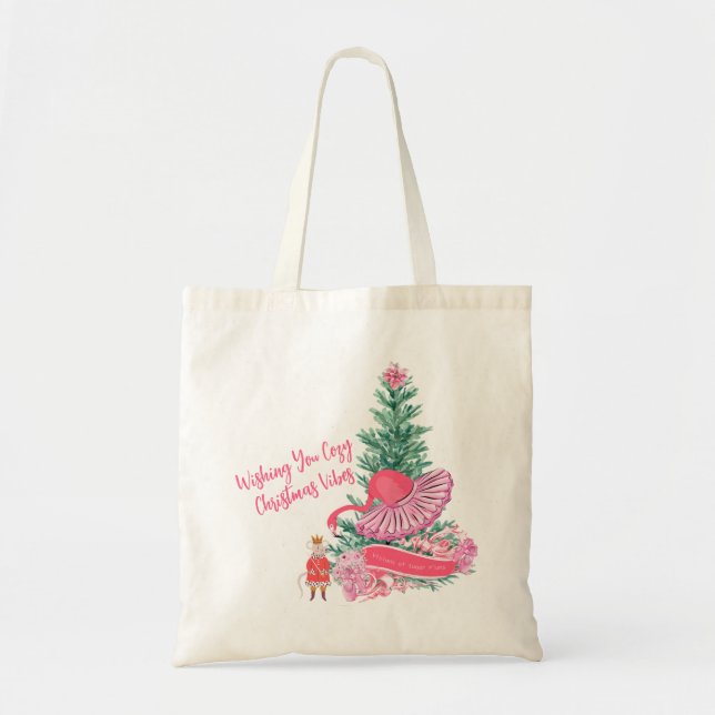 Tote Bag Nutcracker Ballet Parodie Flamant rose Noël (Devant)