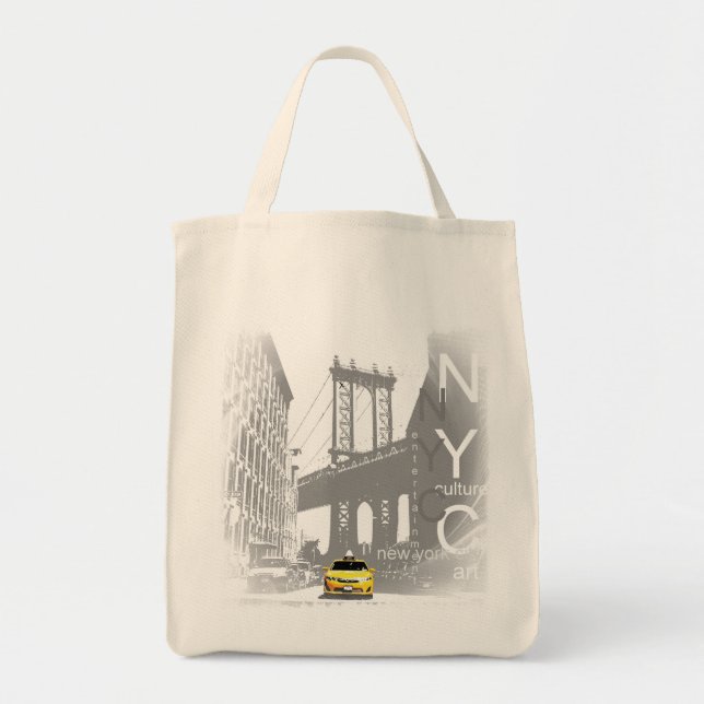Tote Bag Ny Nyc New York City Yellow Taxi Brooklyn Bridge (Devant)