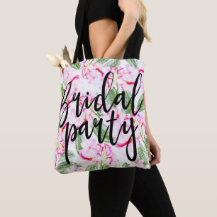 Tote Bag Oasis Botanique Tropical Rose et Vert pour une Fêt