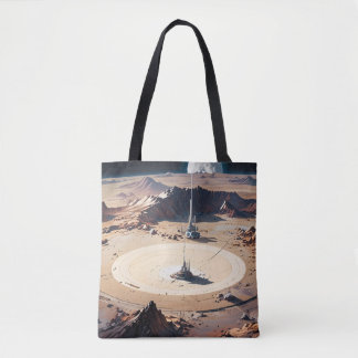 Tote Bag Oasis du désert surréaliste avec structure de scie