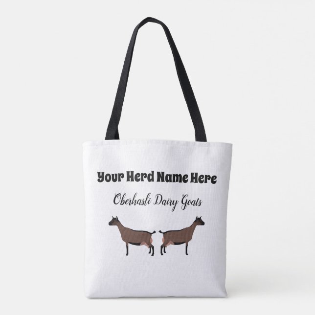 Tote Bag Oberhasli, chèvre laitière personnalisée (Dos)