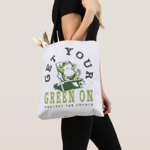 Tote Bag Obtenez Votre Vert Sur La Grenouille Amusante Éco-