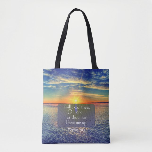 Tote Bag Océan avec Psaumes Bible Verse (Devant)