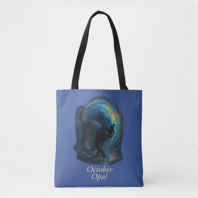 Tote Bag octobre Opal - Black Cat & Iridescal Portal (Devant)
