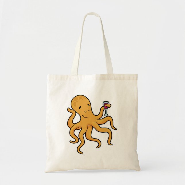 Tote Bag Octopus avec verre de jus (Devant)