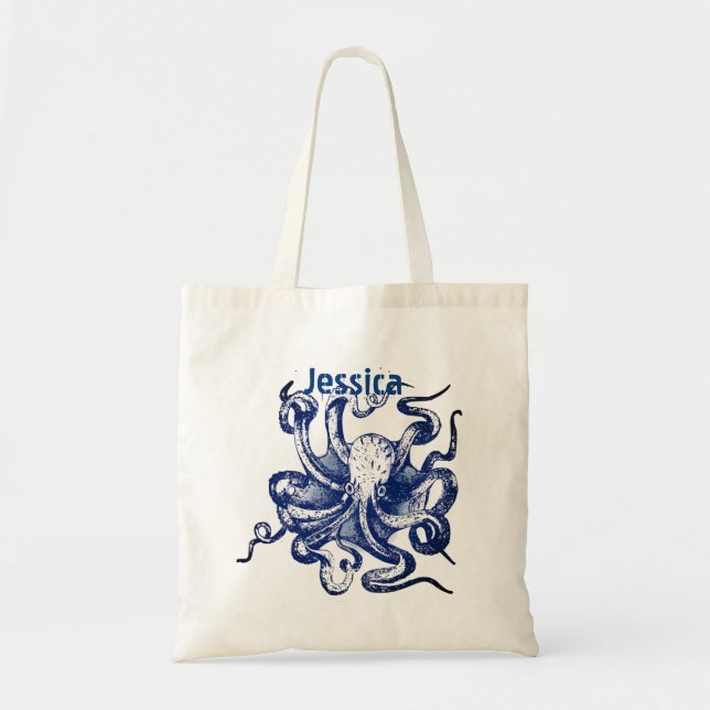 Tote Bag Octopus bleu (Devant)