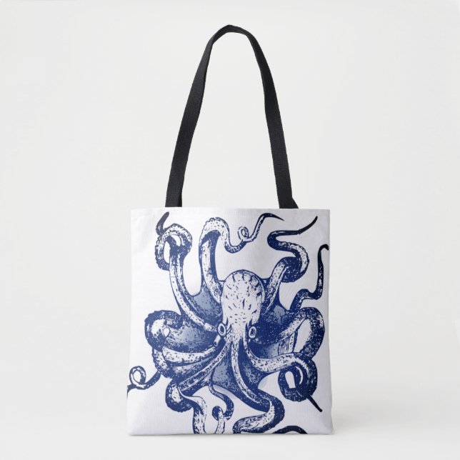 Tote Bag Octopus bleu (Devant)
