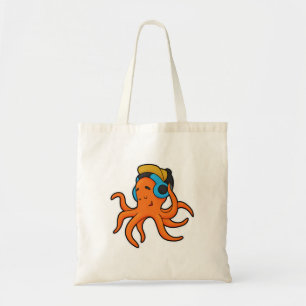 Tote Bag Octopus en musique avec casque