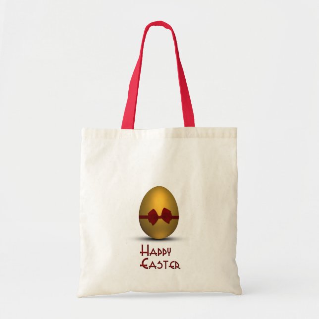 Tote Bag OEuf de Pâques doré avec Bow rouge (Devant)
