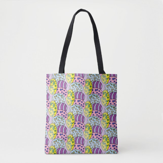 Tote Bag Oeufs colorés à motifs Pâques (Devant)