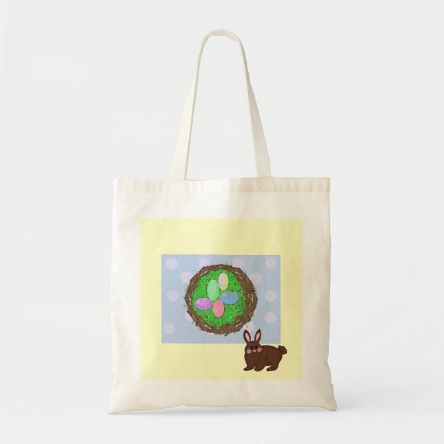 Tote Bag Oeufs de Pâques et un petit lapin (Devant)