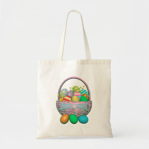 Tote Bag Oeufs de Pâques peints en panier