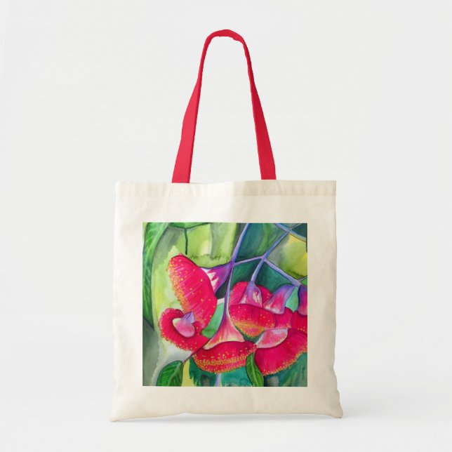 Tote Bag OEuvre d'aquarelle à fleurs rouges australiennes (Devant)