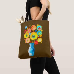 Tote Bag OEuvre d'aquarelle de fleurs funky