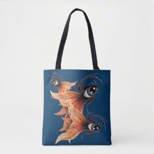 Tote Bag Œuvre d'art originale sur l'œil d'or Poisson rouge