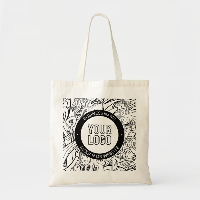 Tote Bag OEuvre de ligne moderne et votre logo avec texte m (Devant)