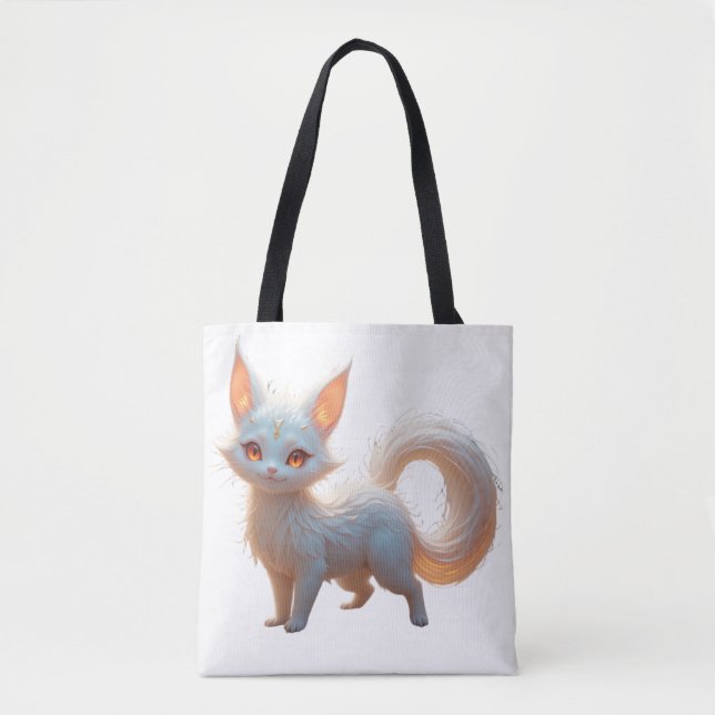 tote bag of a little cute white fox (Front)
