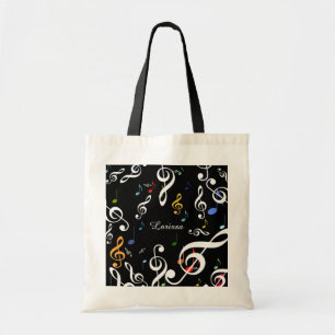 tote bag of musical notes with name