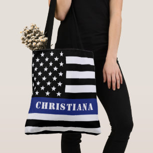 Tote Bag Officier De Police De Ligne Bleue Mince Départemen
