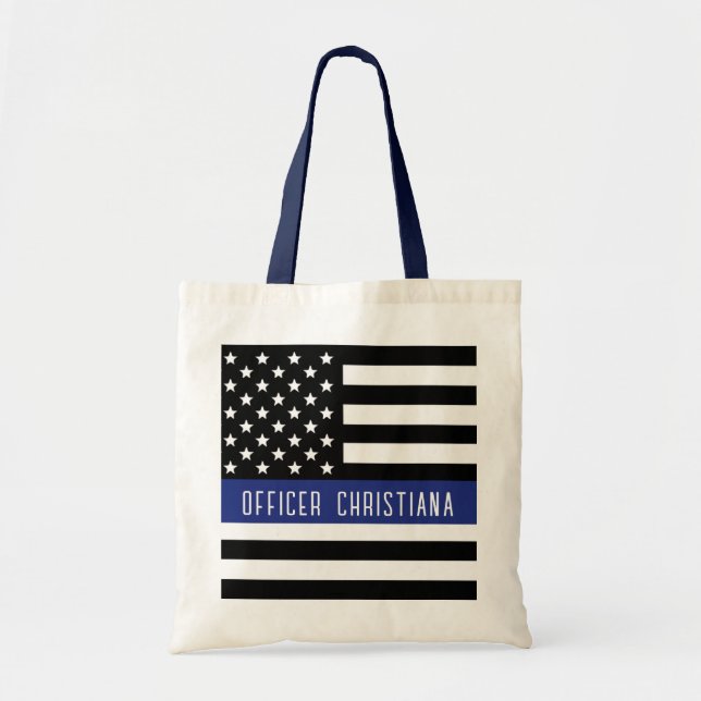 Tote Bag Officier De Police De Ligne Bleue Mince Départemen (Devant)