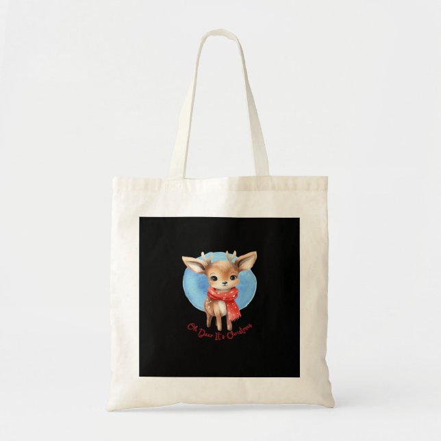 Tote Bag Oh Deer Its Christmas Retro Classic DesignTote Bag (Devant)