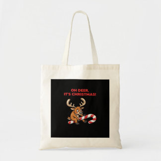Tote Bag Oh Deer Its Christmas Stressed Reindeer With Sweet